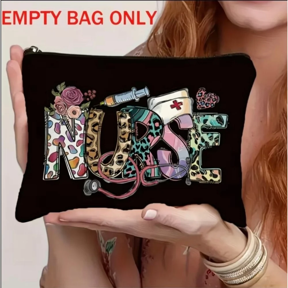 Women's Nurse Graphic Cosmetic Bag One Size Black Multi-color